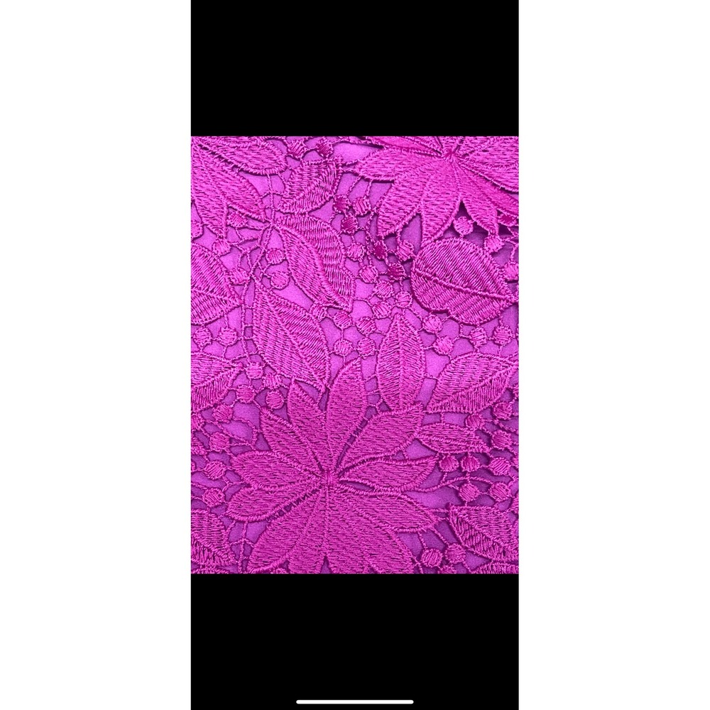 RSVP by Talbots women's Lace Top Magenta Floral 3/4 Sleeve Scalloped Hem Sz L - Picture 5 of 16